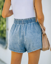 Paperbag-Jeansshorts mit hoher Taille